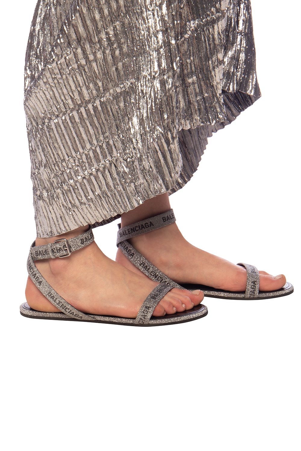 Balenciaga sandals best sale womens silver